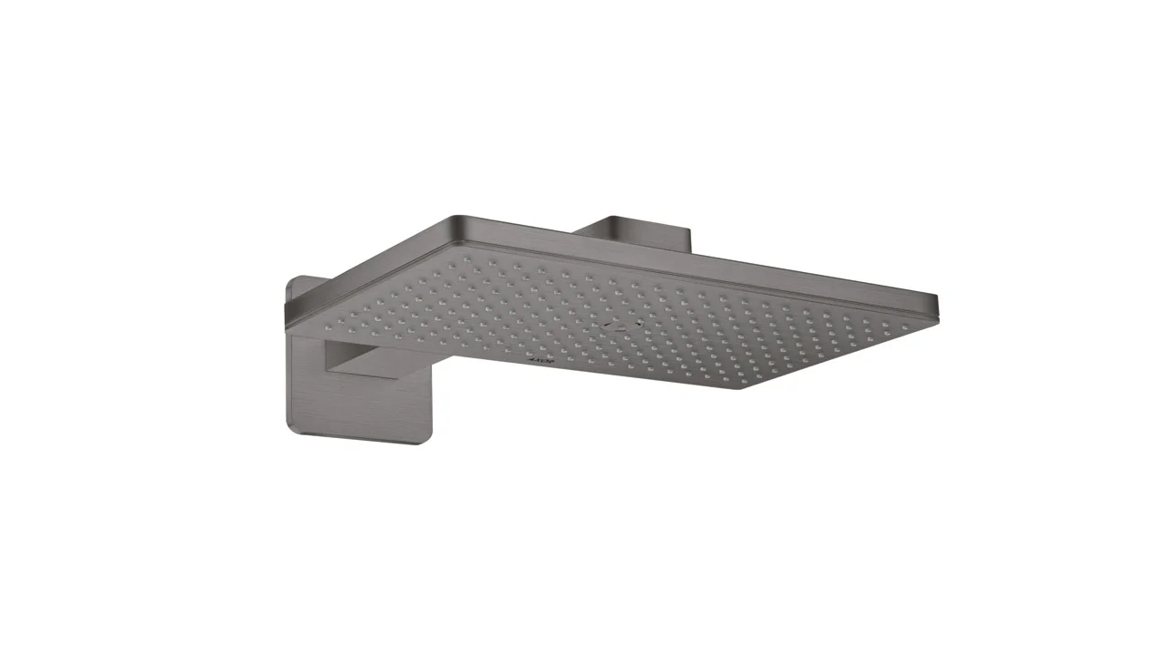 Hansgrohe AXOR ShowerSolutions Kopfbrause 460/300 1jet mit Brausearm SoftCube Rosette, Brushed Black Chrome, 466 x 270 mm, 19 l/min Durchfluss, Wandmontage, G 1/2 Anschluss Hansgrohe AXOR ShowerSolutions Kopfbrause 460/300 1jet mit Brausearm SoftCube Rosette, Brushed Black Chrome, 466 x 270 mm, 19 l/min Durchfluss, Wandmontage, G 1/2 Anschluss