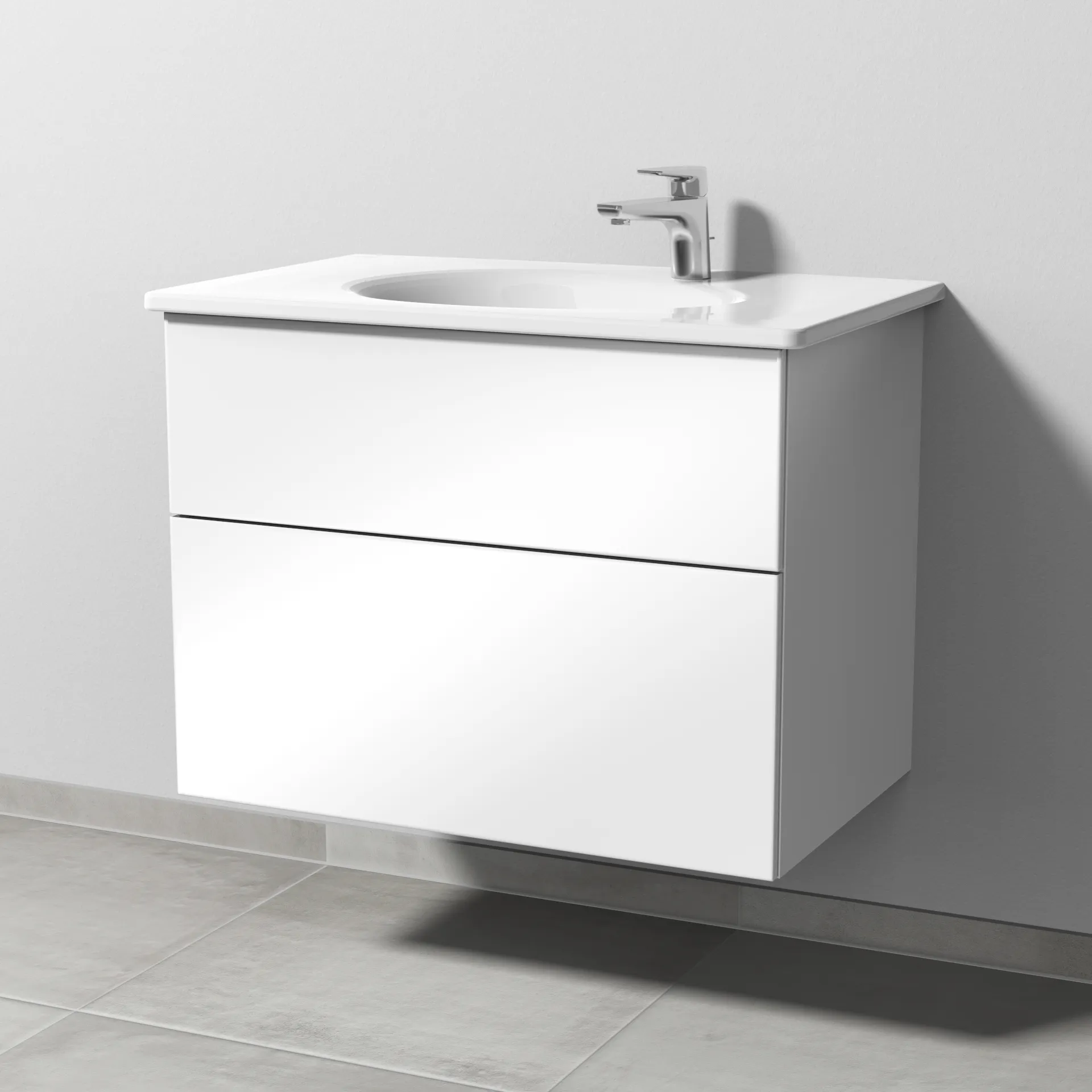 Sanipa Waschtischunterschrank „3way“ passend zu Keramik-Waschtische Antao von Villeroy & Boch 755 × 588 × 482 mm in Weiß (glanz)