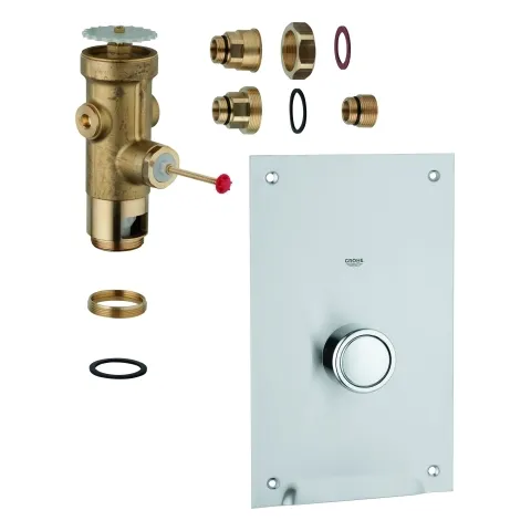 WC-Druckspüler 42902, Wandeinbau, zum Austausch gegen Modell 663.04.200 (G1), Edelstahl-Abdeckplatte WC-Druckspüler 42902, Wandeinbau, zum Austausch gegen Modell 663.04.200 (G1), Edelstahl-Abdeckplatte