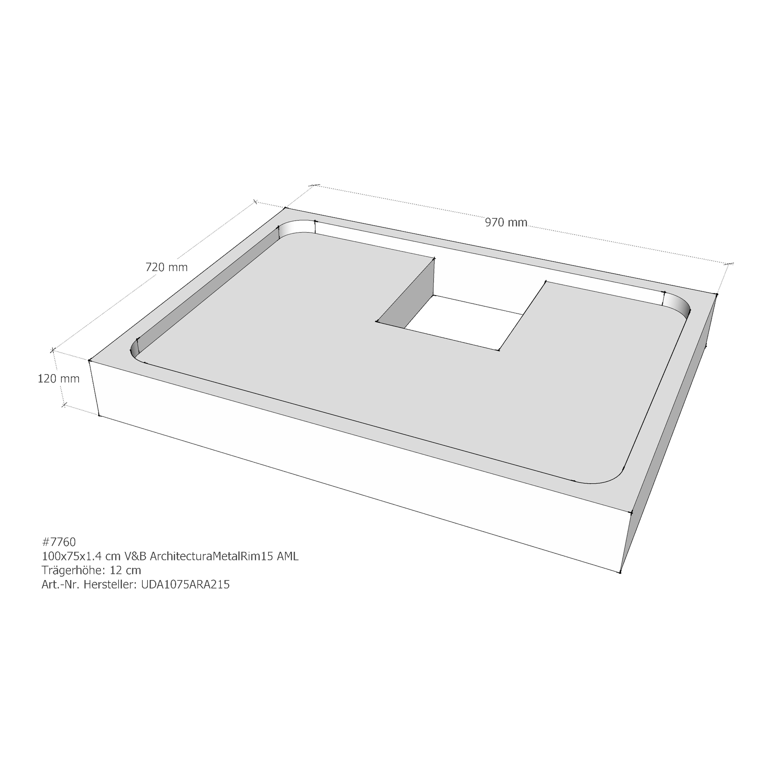Duschwannenträger für Villeroy & Boch Architectura MetalRim 100 × 75 × 1,4 cm
