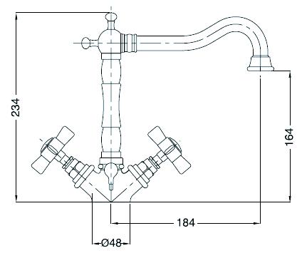 Waschtisch-Einlochbatterie AqvaRetro II - 1" 1/4 Zugstangen-Ablaufgarnitur - keramische Innenoberteile 90° - flexible Druckschläuche 3/8", DVGW W270 - chrom Waschtisch-Einlochbatterie AqvaRetro II - 1" 1/4 Zugstangen-Ablaufgarnitur - keramische Innenoberteile 90° - flexible Druckschläuche 3/8", DVGW W270 - chrom