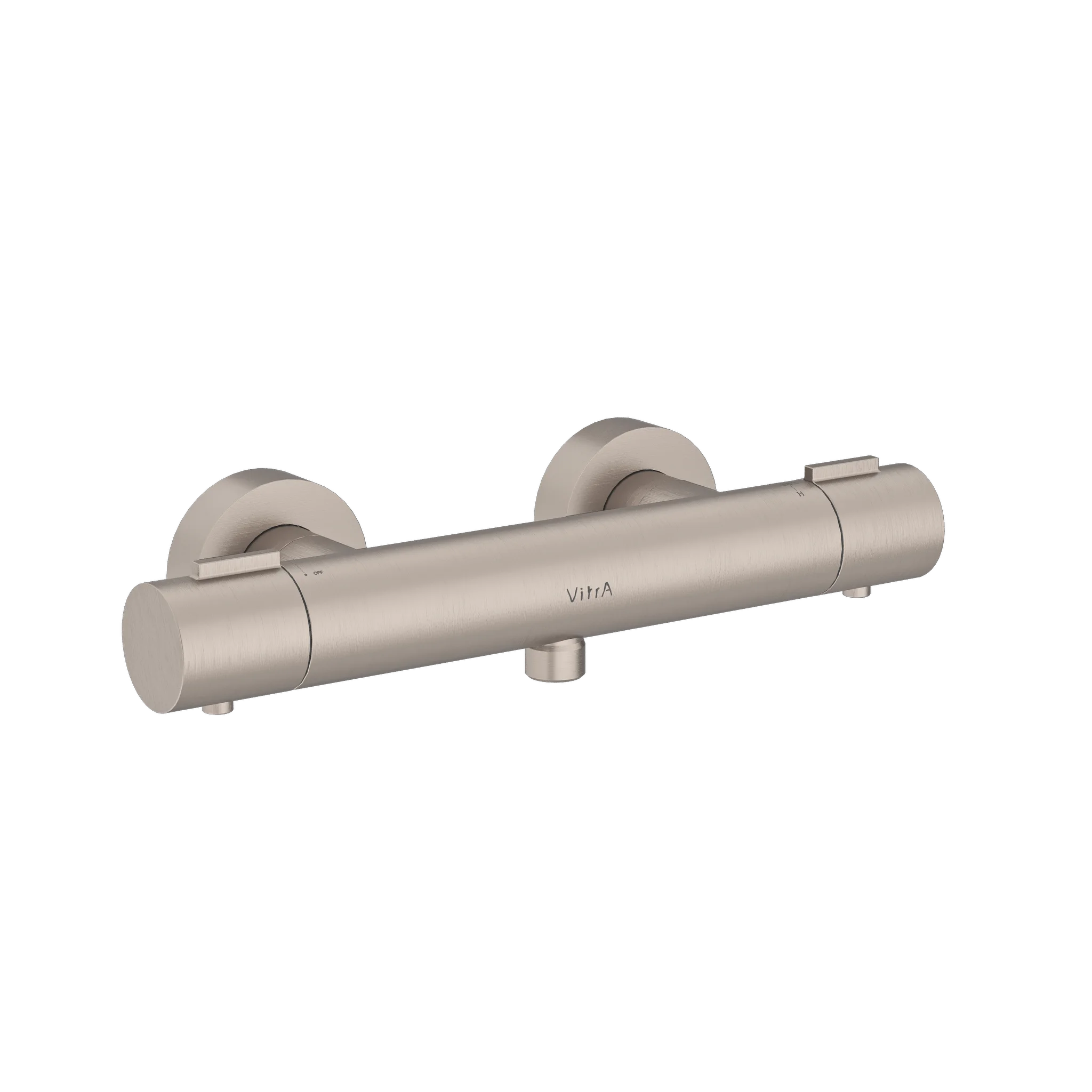 VitrA Base Round Thermostat-Brausearmatur Aufputzmontage Nickel gebürstet, Stichmaß 150 mm, runder Rosetten-Durchmesser 68 mm
