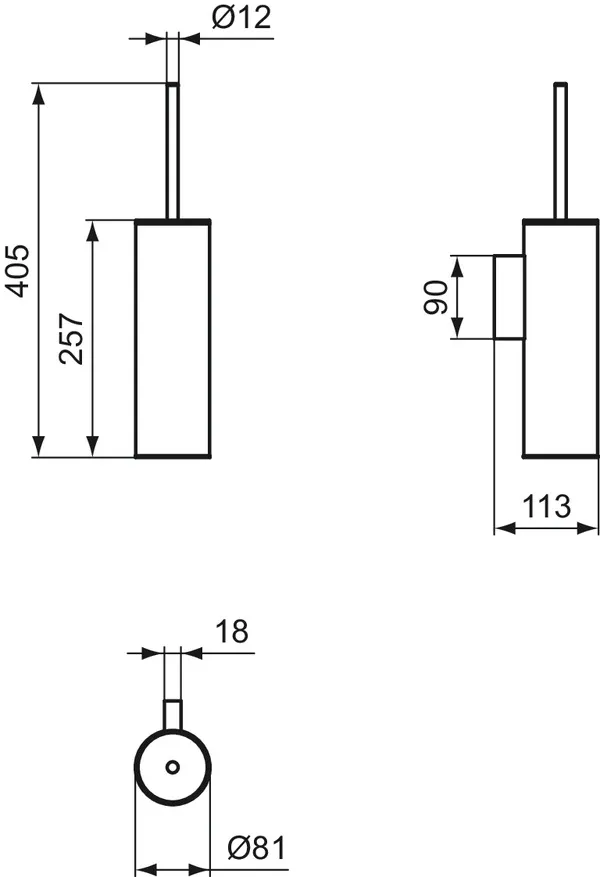 Ideal Standard Toilettenbürstengarnitur „Connect“ 8,1 × 40,5 cm, Befestigung verdeckt