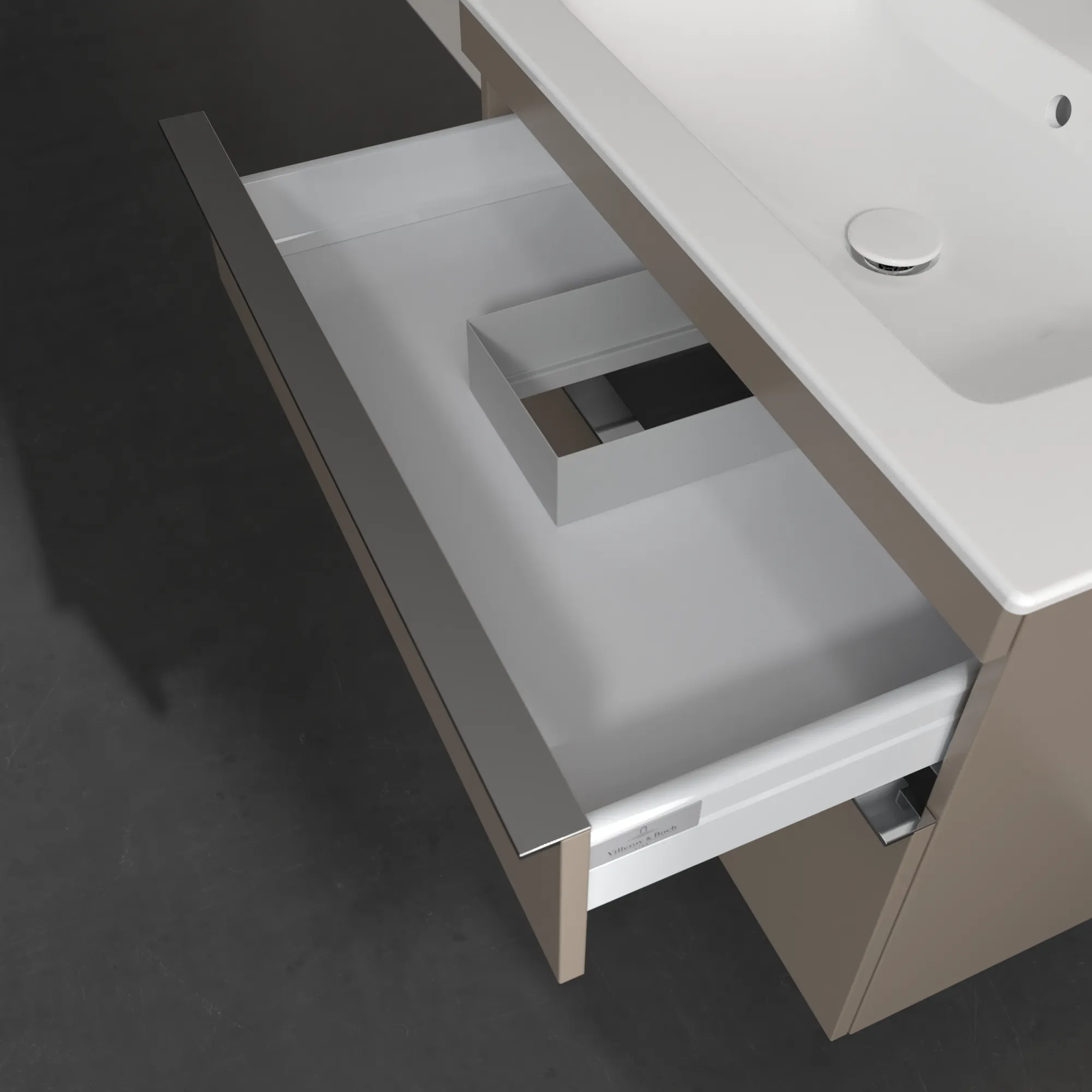 Villeroy & Boch Venticello Waschbeckenunterschrank A92501, 753 x 590 x 502 mm, Eckig, Wandhängend, Taupe Villeroy & Boch Venticello Waschbeckenunterschrank A92501, 753 x 590 x 502 mm, Eckig, Wandhängend, Taupe