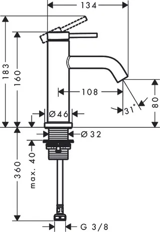 Tecturis S Standventil 80 mit Hebelgriff für Kaltwasser oder vorgemischtes Wasser ohne Ablaufgarnitur Chrom Tecturis S Standventil 80 mit Hebelgriff für Kaltwasser oder vorgemischtes Wasser ohne Ablaufgarnitur Chrom