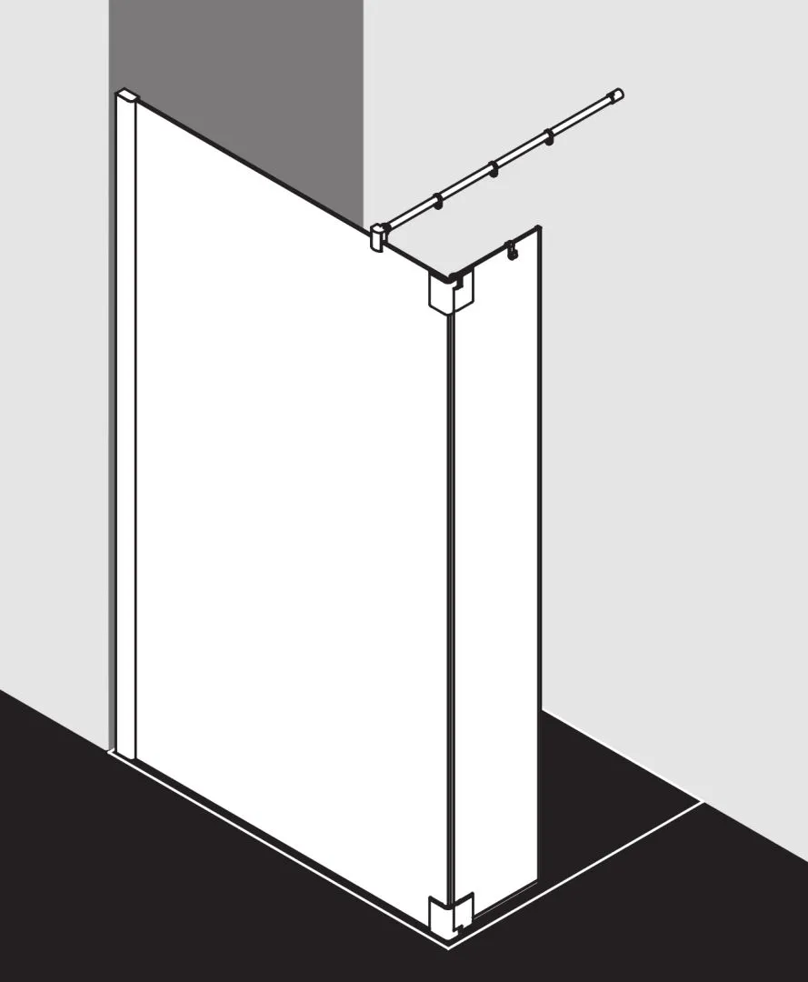 Kermi Duschdesign Walk-In-Duschkabine WALK-IN Wall mit beweglichem Flügel links „PASA XP“ Glas Klar, Profile Silber Mattglanz, BV: 714 - 744 mm GAK: 705 - 735 mm WE: 730 - 760 mm H: 1850 mm