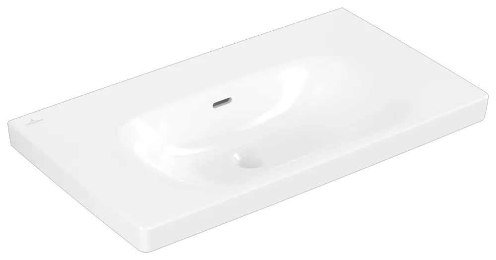 Schrankwaschtisch Skyla 5A5182, 800 x 460 mm, Rechteck, Becken mittig, mit Überlauf, Weiß Alpin Becken: mittig / Farbe: Weiß Alpin / Größe: 80 × 46 cm / Hahnlochbohrung: ohne Hahnlochbohrung / Hahnlochposition: ohne / Oberflächenveredelung: ohne Oberflächenveredelung / Überlauf: mit Überlauf