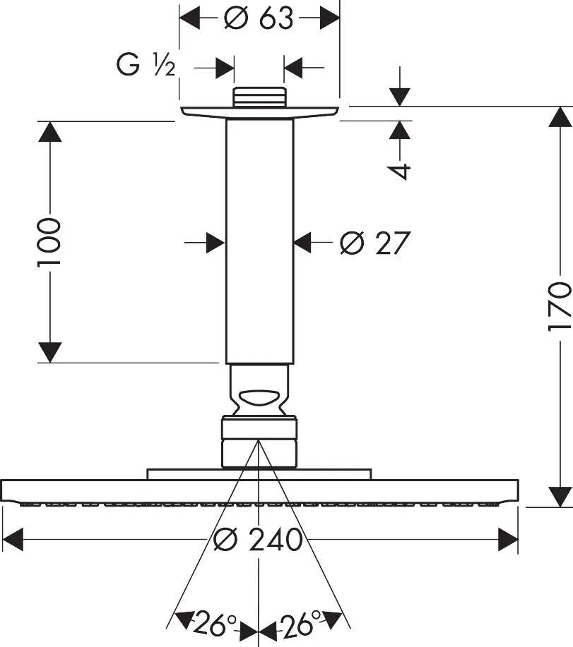 Hansgrohe Raindance S Kopfbrause 240 1jet mit Deckenanschluss, Chrom Hansgrohe Raindance S Kopfbrause 240 1jet mit Deckenanschluss, Chrom