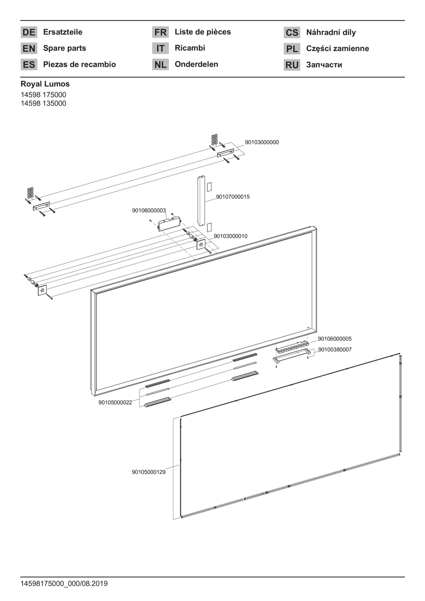KEUCO ROYAL LUMOS Lichtspiegel mit Spiegelheizung, 1400x650x60mm, schwarz-eloxiert