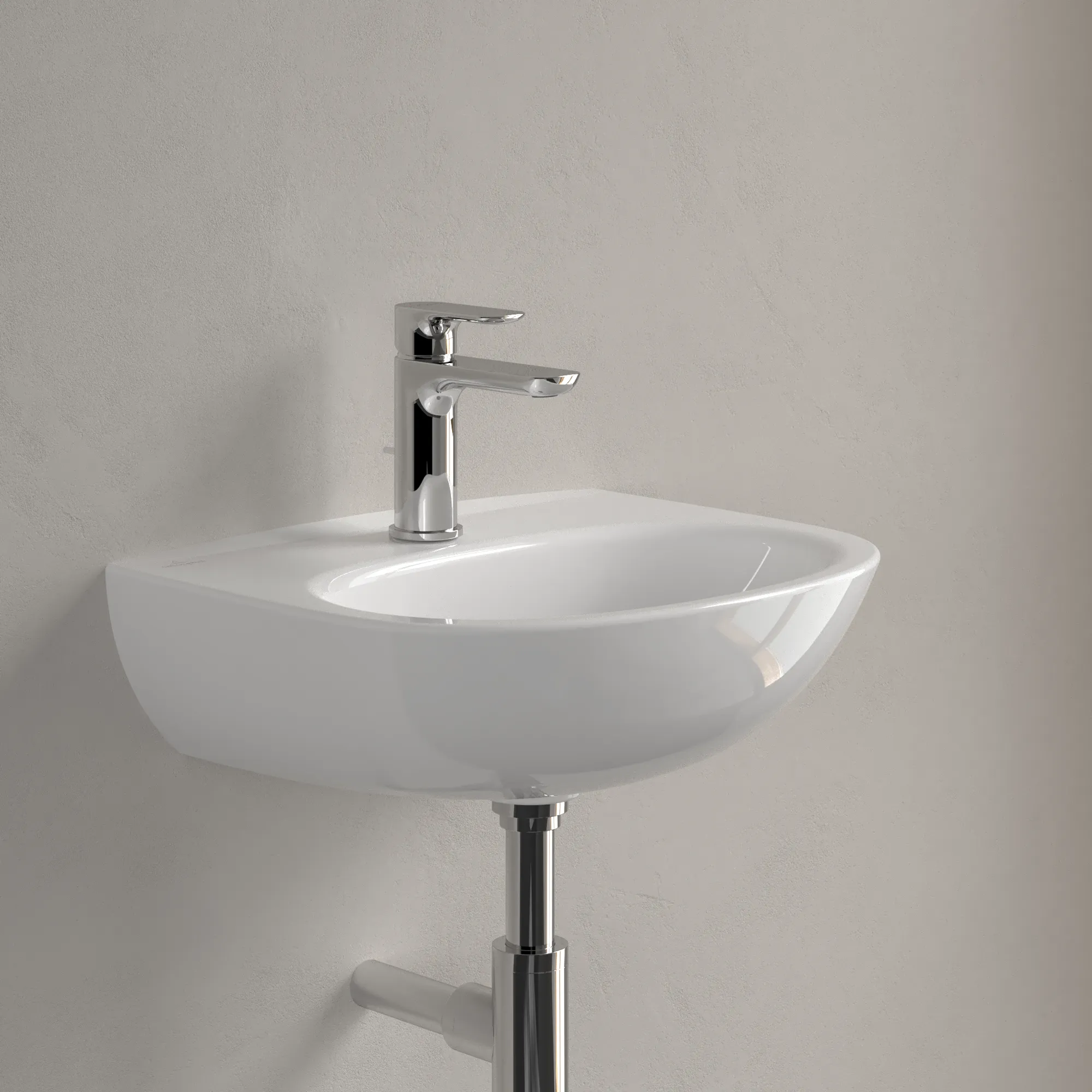 Villeroy & Boch Handwaschbecken „O.novo“ 450 × 360 × 160 mm, für Becken mittig, Hahnlochposition mittig in Weiß Alpin