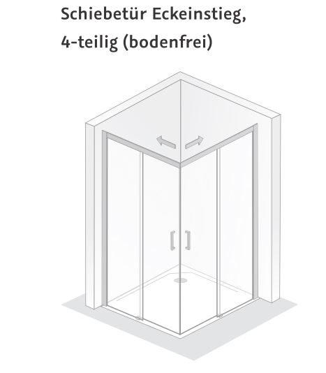 HSK teilgerahmte Duschabtrennung mit Schiebetür 4-teilig bodenfrei mit abklappbaren Türen und Magnetgleiter „Solida“ Glas Klar hell, Profile Alu Silber-matt, H: 2000 mm HSK teilgerahmte Duschabtrennung mit Schiebetür 4-teilig bodenfrei mit abklappbaren Türen und Magnetgleiter „Solida“ Glas Klar hell, Profile Alu Silber-matt, H: 2000 mm