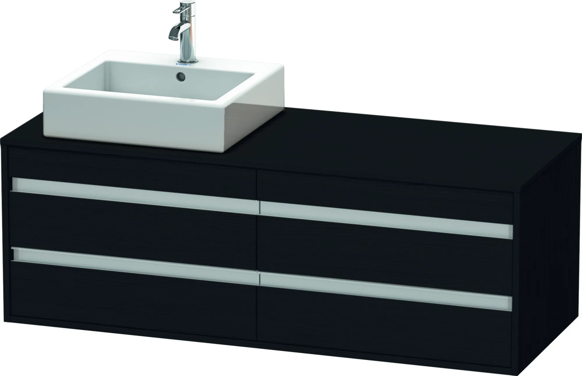 Duravit Waschtischunterschrank wandhängend „Ketho“ 140 × 49,6 × 55 cm Eiche Schwarz Duravit Waschtischunterschrank wandhängend „Ketho“ 140 × 49,6 × 55 cm Eiche Schwarz
