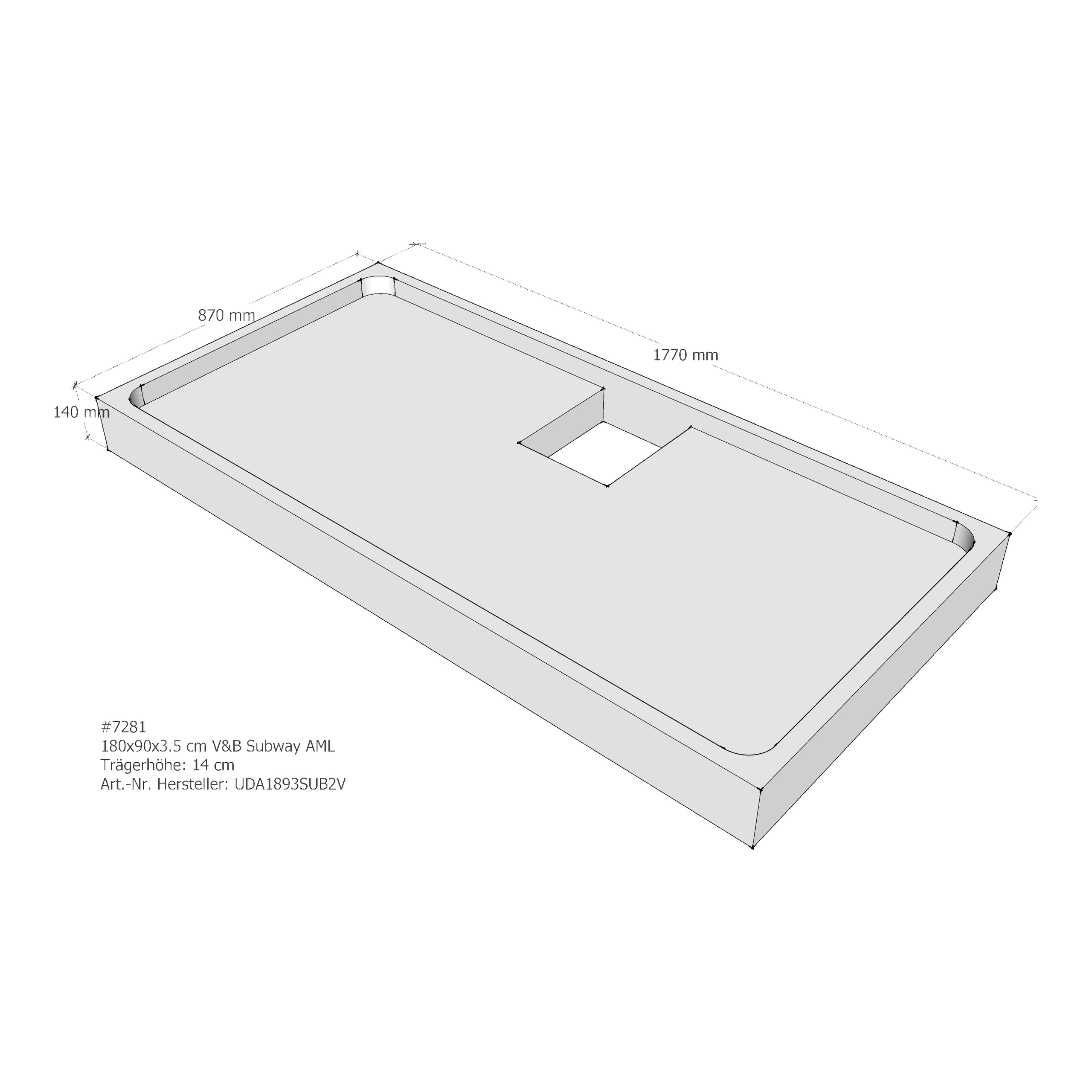 Duschwannenträger für Villeroy & Boch Subway 180 × 90 × 3,5 cm