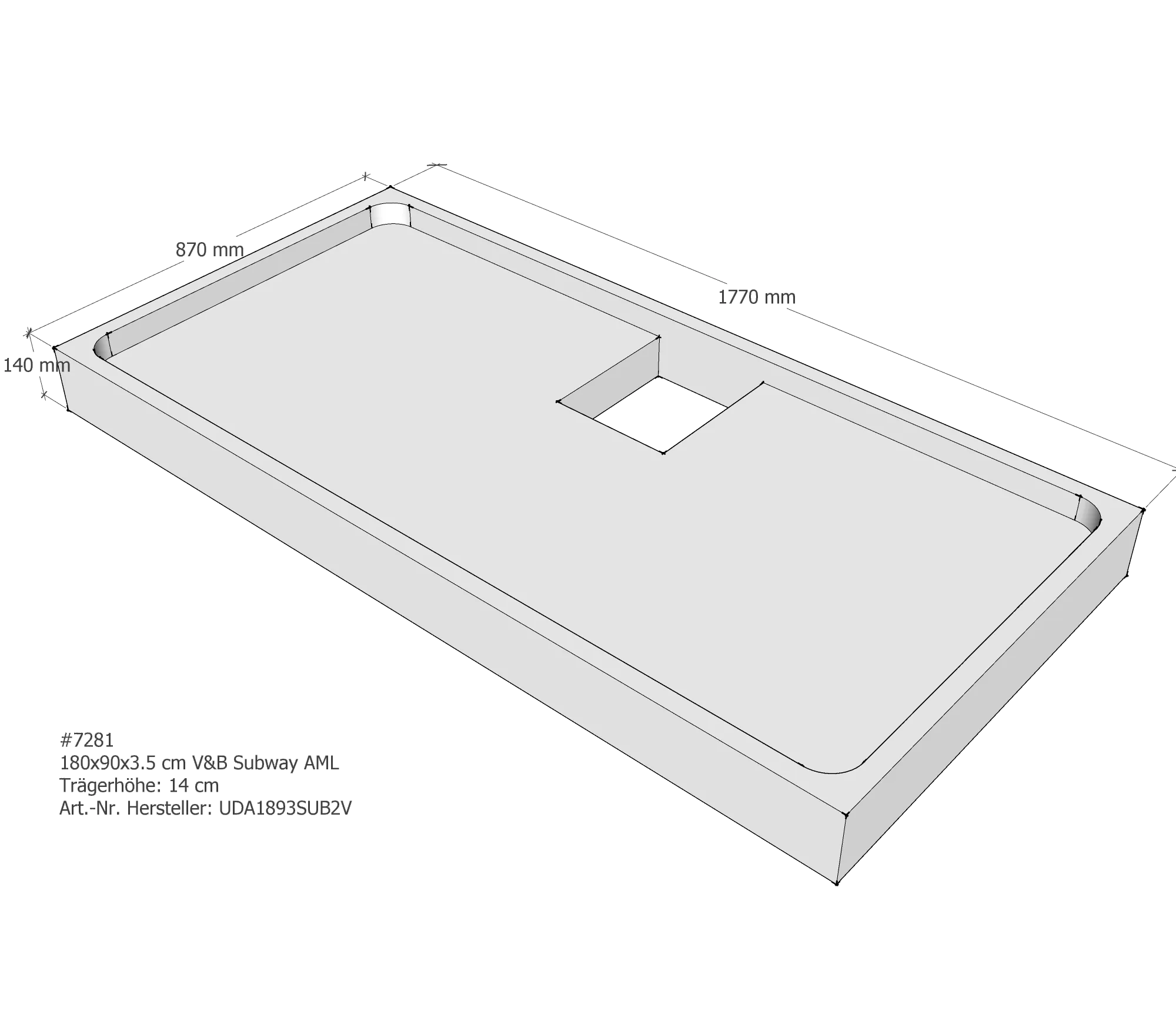Duschwannenträger für Villeroy & Boch Subway 180 × 90 × 3,5 cm Duschwannenträger für Villeroy & Boch Subway 180 × 90 × 3,5 cm