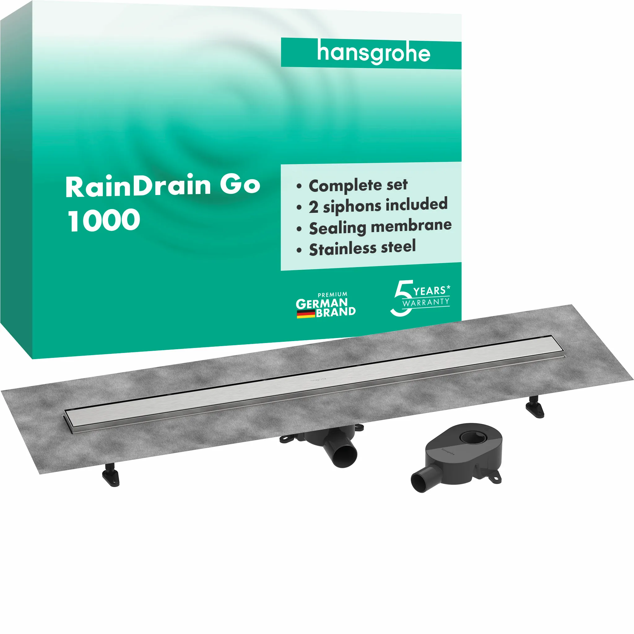 Hansgrohe Duschrinne „RainDrain Go“ in Edelstahl Hansgrohe Duschrinne „RainDrain Go“ in Edelstahl
