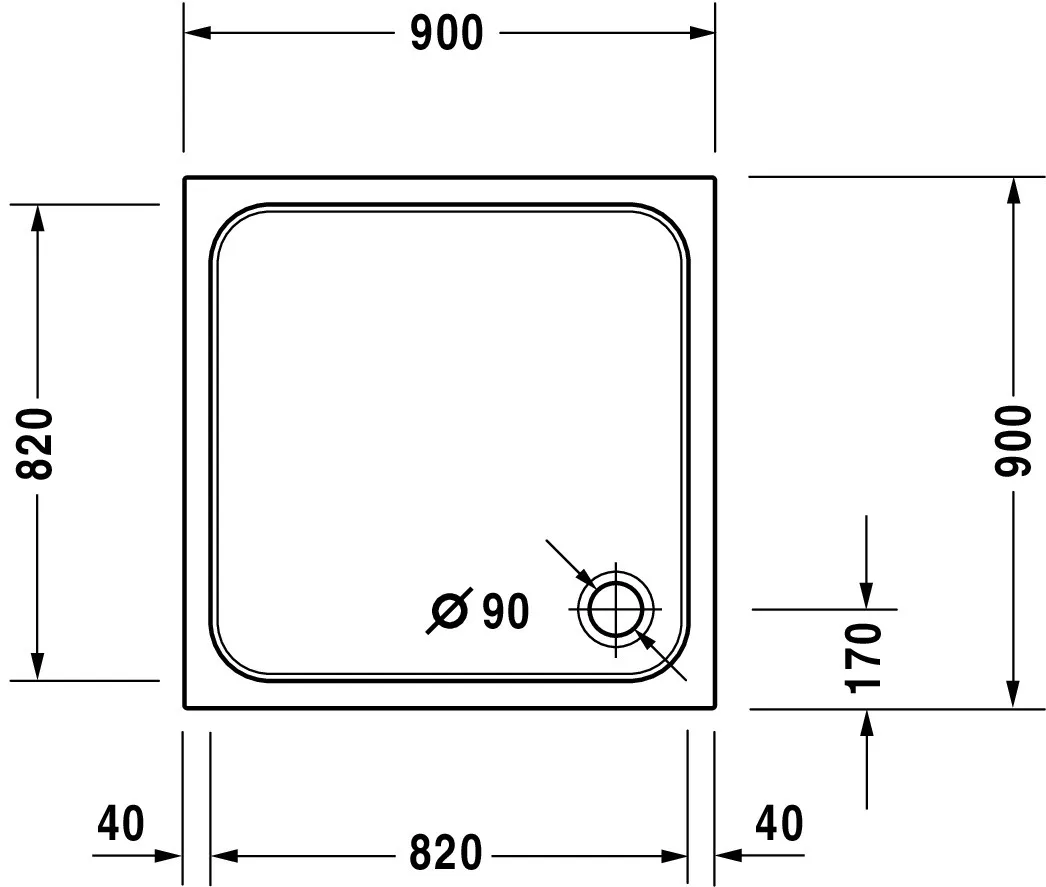Duravit quadrat Duschwanne „D-Code“ 90 × 90 cm 