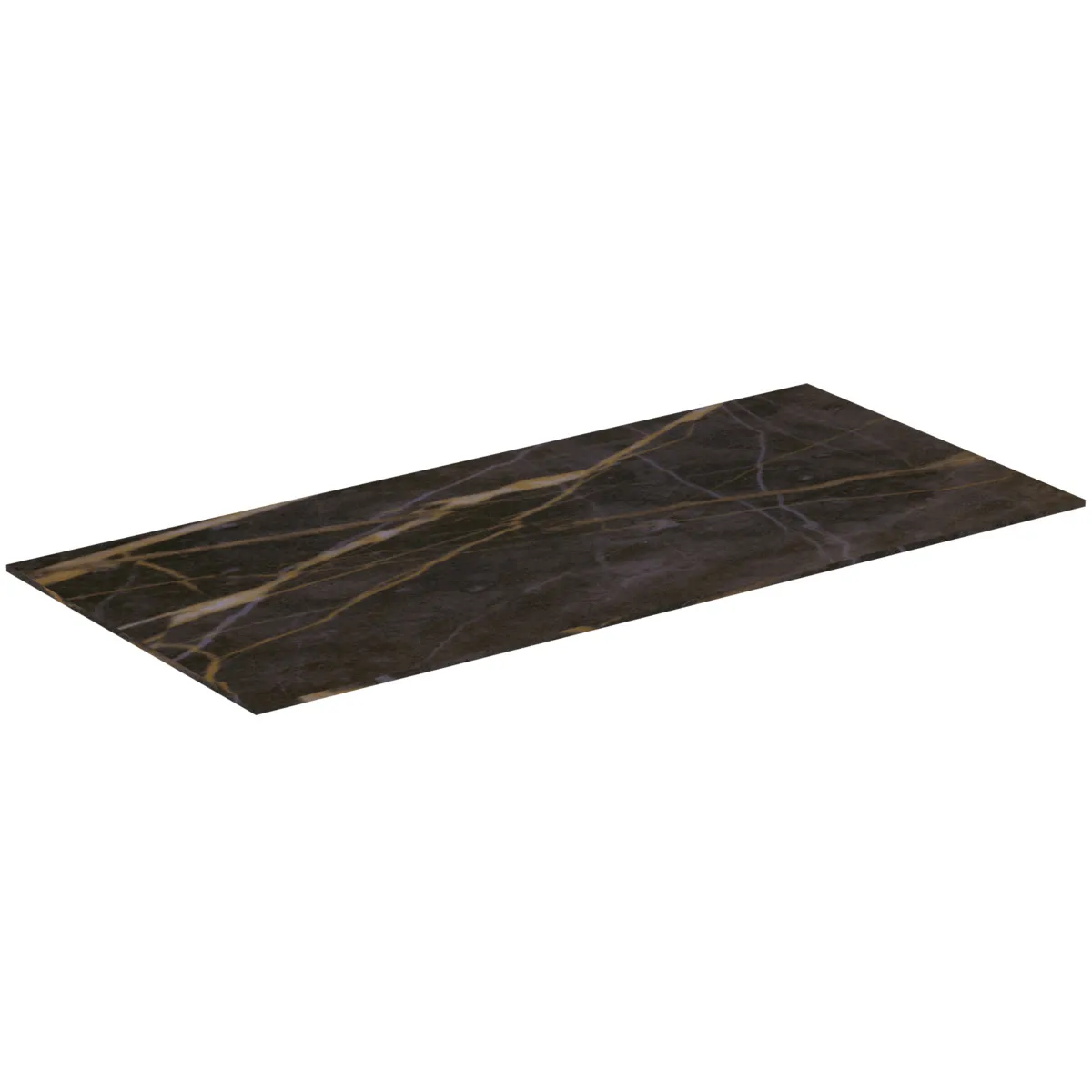 Waschtischplatte Conca, aus Keramik, 802x373x6mm, Marmor Noir Desir