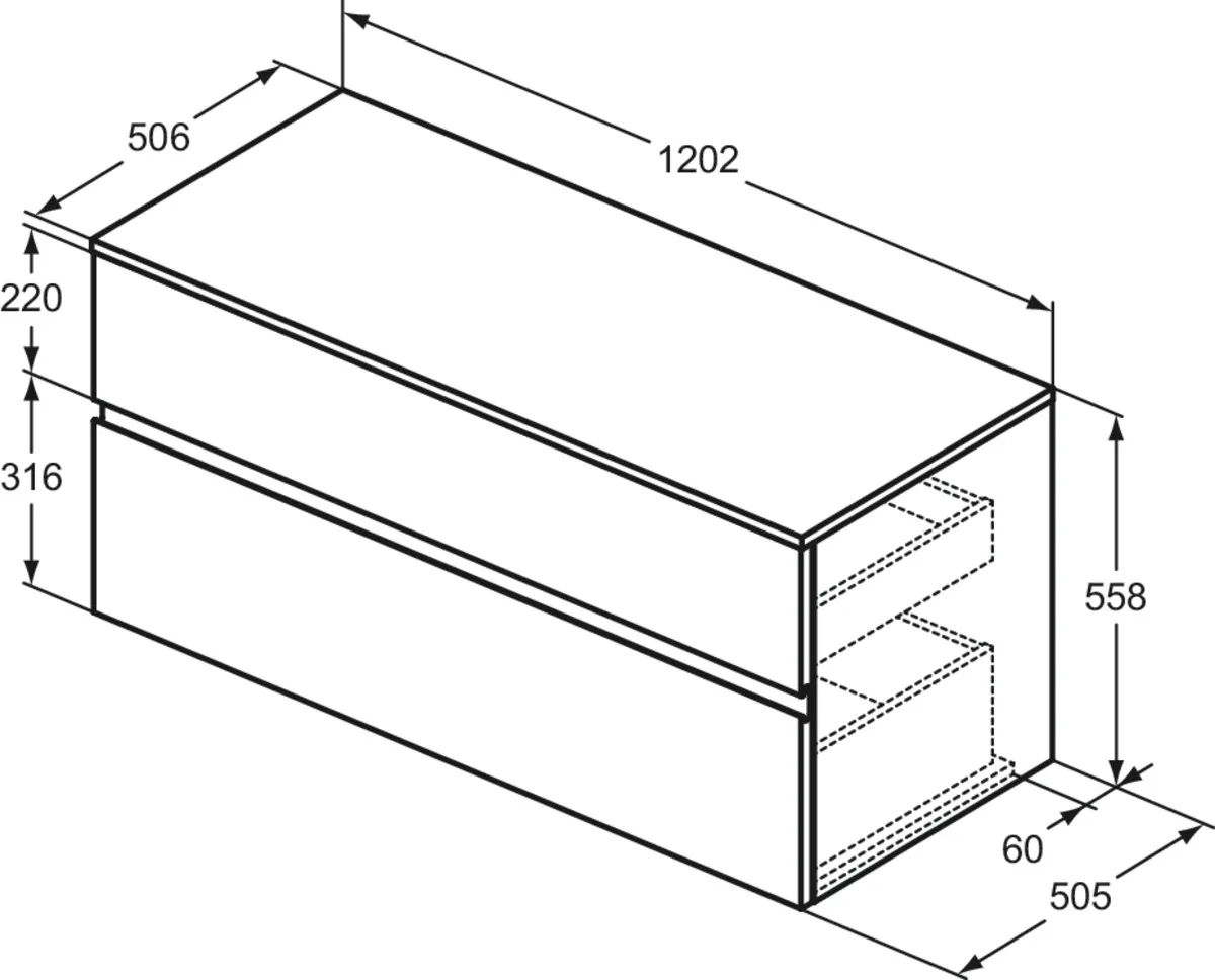 Ideal Standard Waschtischunterschrank „Finesse“ 120,2 × 55,8 × 50,5 cm Aschblau matt Ideal Standard Waschtischunterschrank „Finesse“ 120,2 × 55,8 × 50,5 cm Aschblau matt