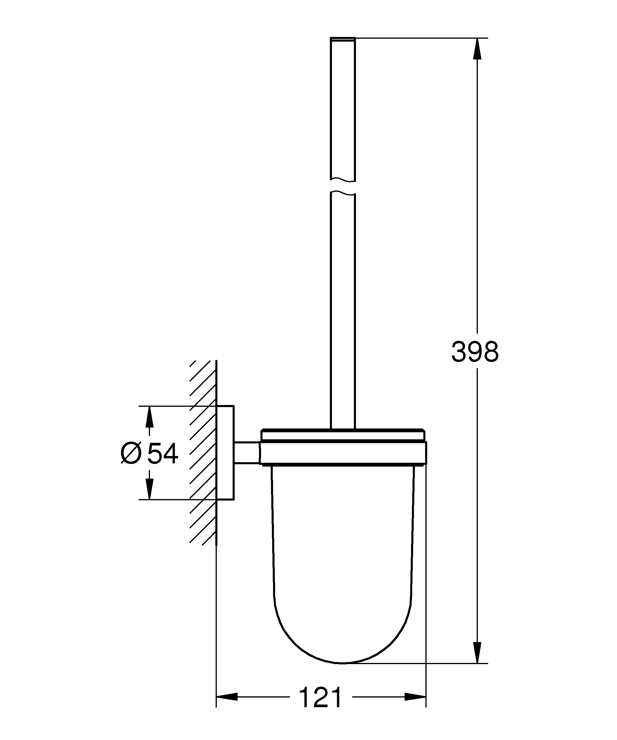 Toilettenbürstengarnitur Essentials 40374_1, Material Glas/Metall, Wandmontage, chrom/glas