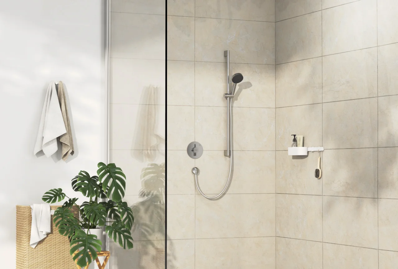 Hansgrohe DuoTurn S Mischer Unterputz, Chrom, 1 Verbraucher, maximale Durchflussmenge bei 3 bar: 29,5 l/min, flache Rosette für mehr Platz in der Dusche