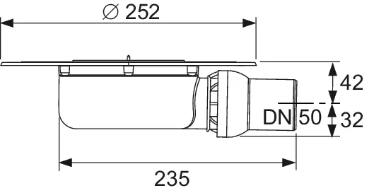 drainpoint S Ablauf DN 50 superflach mit Seal System Universalflansch, ohne Zulauf