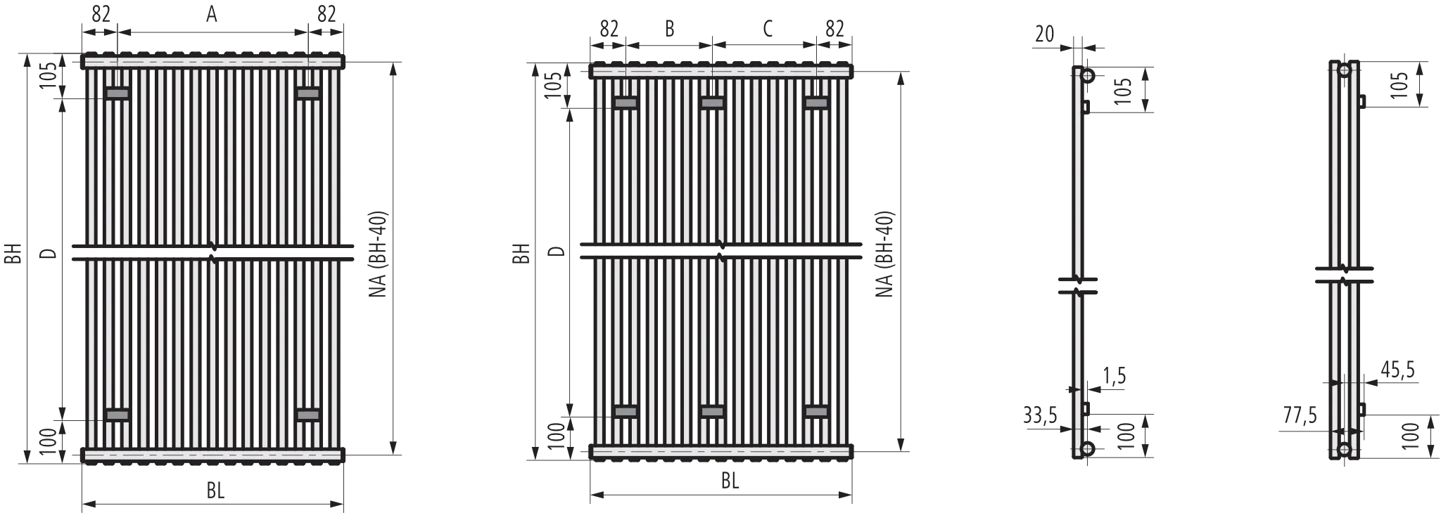 Kermi Design-Heizkörper „Pio®“ einlagig 200,4 × 90 cm in Anthracite Grey Kermi Design-Heizkörper „Pio®“ einlagig 200,4 × 90 cm in Anthracite Grey