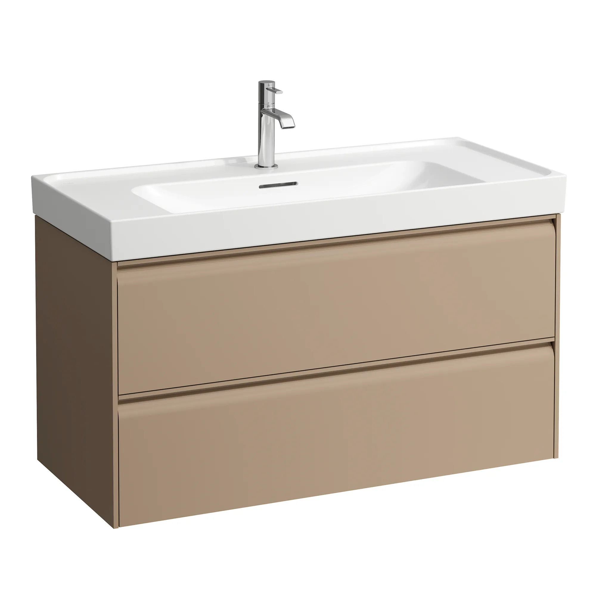 Waschtischunterbau, MEDA, 448x984x515, mit 2 Schubladen, 1 Ordnungssystem, integrierte Griffleiste, Vollauszug und Soft-Close, für Waschtisch MEDA H810119 (100 cm), weiß matt Waschtischunterbau, MEDA, 448x984x515, mit 2 Schubladen, 1 Ordnungssystem, integrierte Griffleiste, Vollauszug und Soft-Close, für Waschtisch MEDA H810119 (100 cm), weiß matt