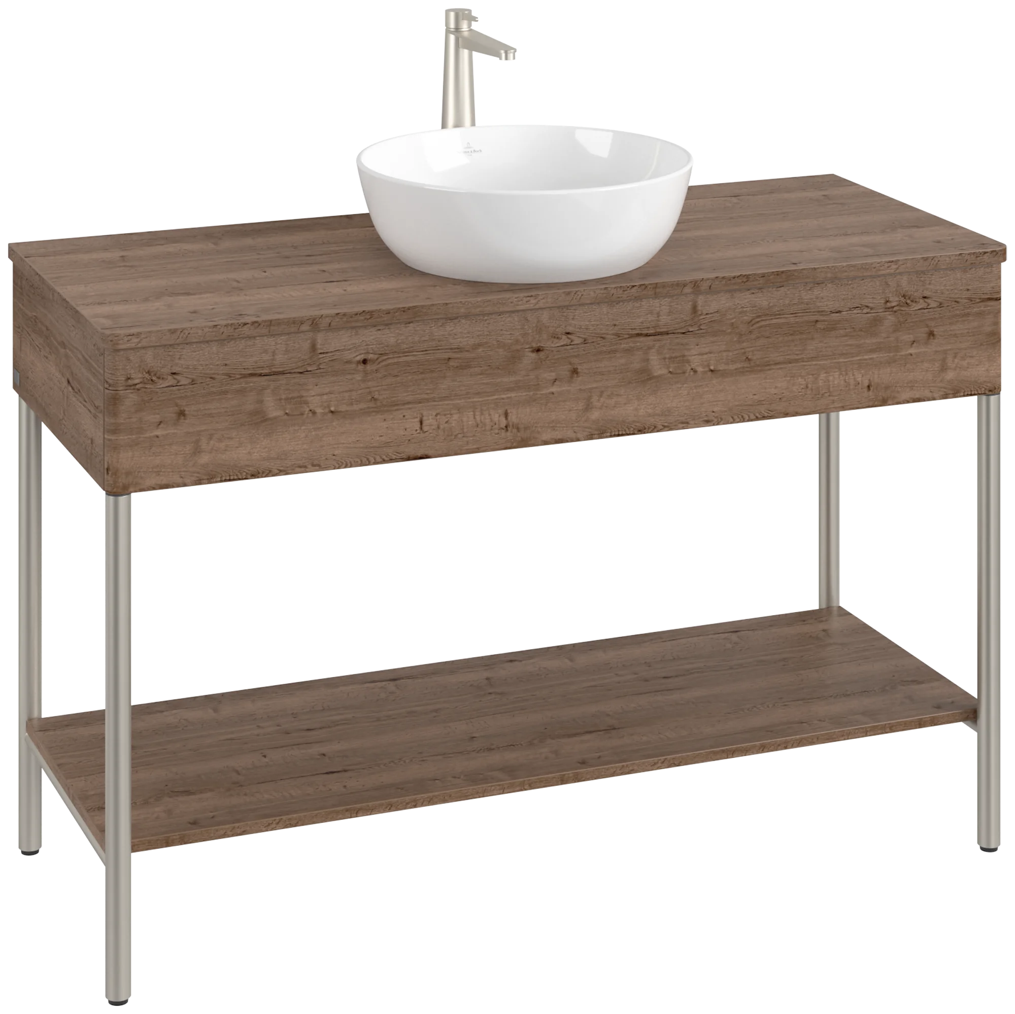 Villeroy & Boch Waschbeckenunterschrank Artis L65050, Eckig Tobacco Oak, 1.200 x 782 x 500 mm, mit Metallgestell und Beleuchtung Villeroy & Boch Waschbeckenunterschrank Artis L65050, Eckig Tobacco Oak, 1.200 x 782 x 500 mm, mit Metallgestell und Beleuchtung
