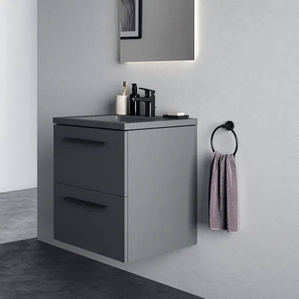 Waschbecken „i.lifeB“ 61 × 51 × 18 cm, Hahnlochposition mittig in Grau Waschbecken „i.lifeB“ 61 × 51 × 18 cm, Hahnlochposition mittig in Grau