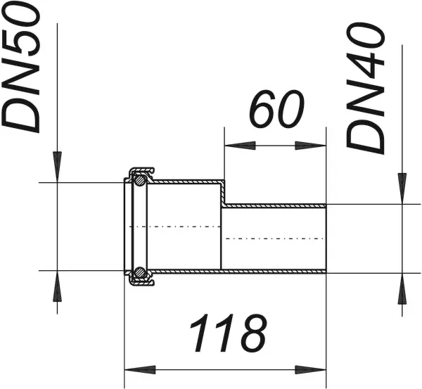 Reduzierrohr, DN 50/DN 40 Reduzierrohr, DN 50/DN 40