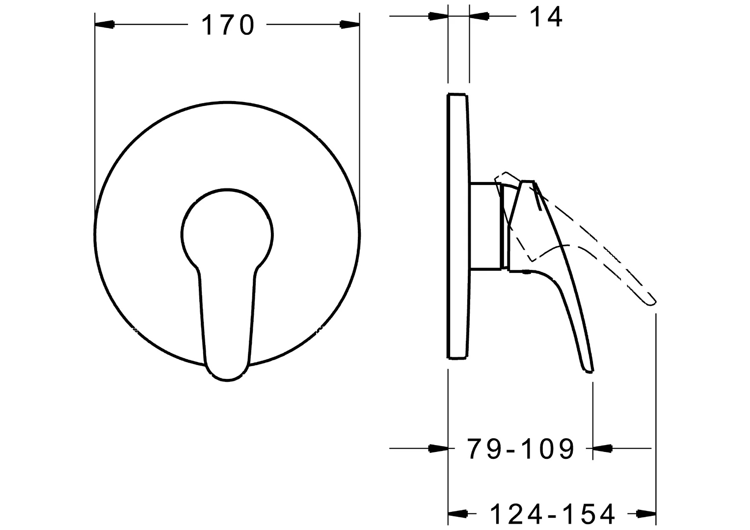 HansaMIX Duscharmatur Hansamix neu Einhebelmischer Fertigmontageset für Brausebatterie 8185 Rosette rund Chrom