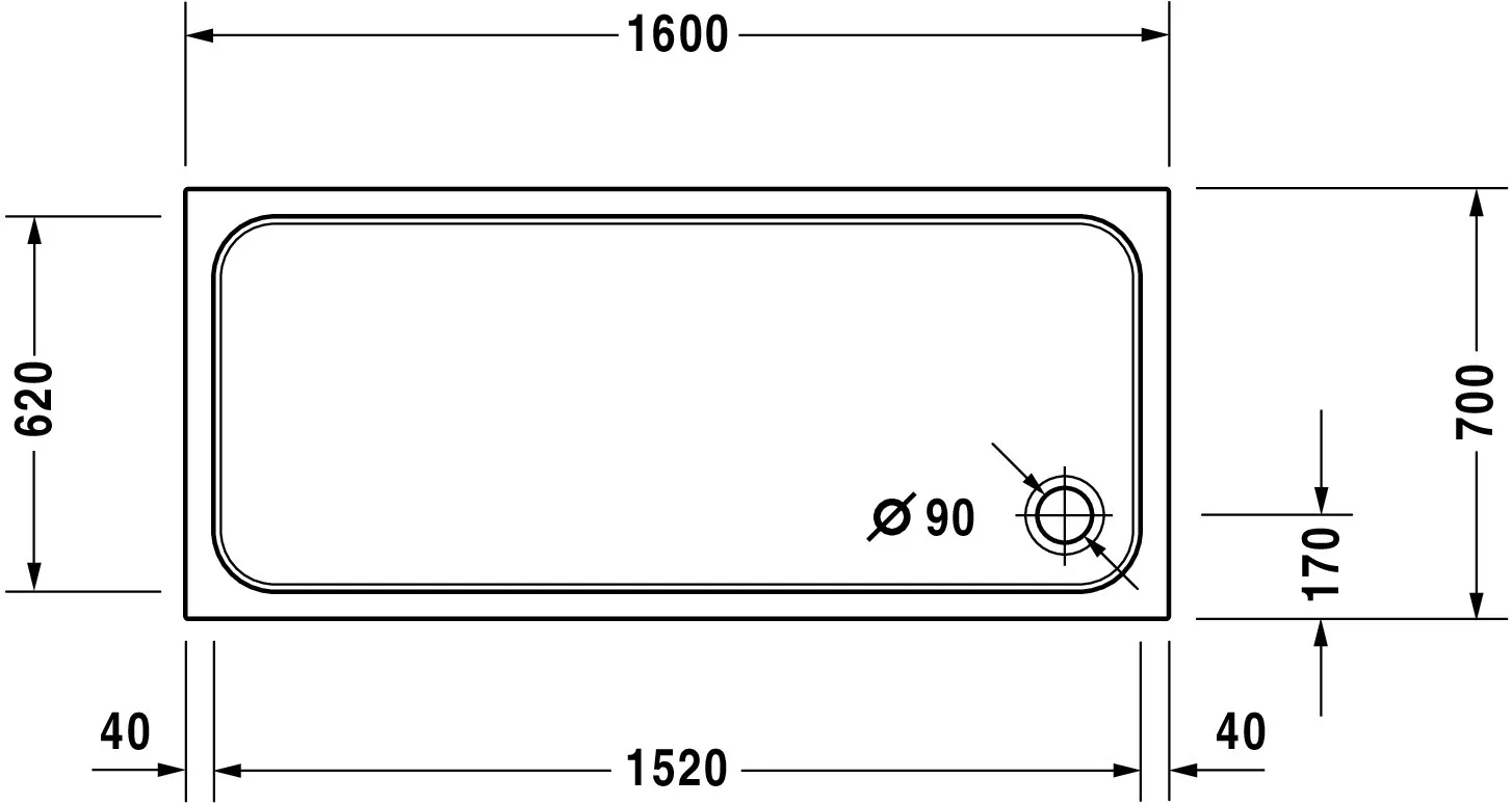 Duravit rechteck Duschwanne „D-Code“ 160 × 70 cm 