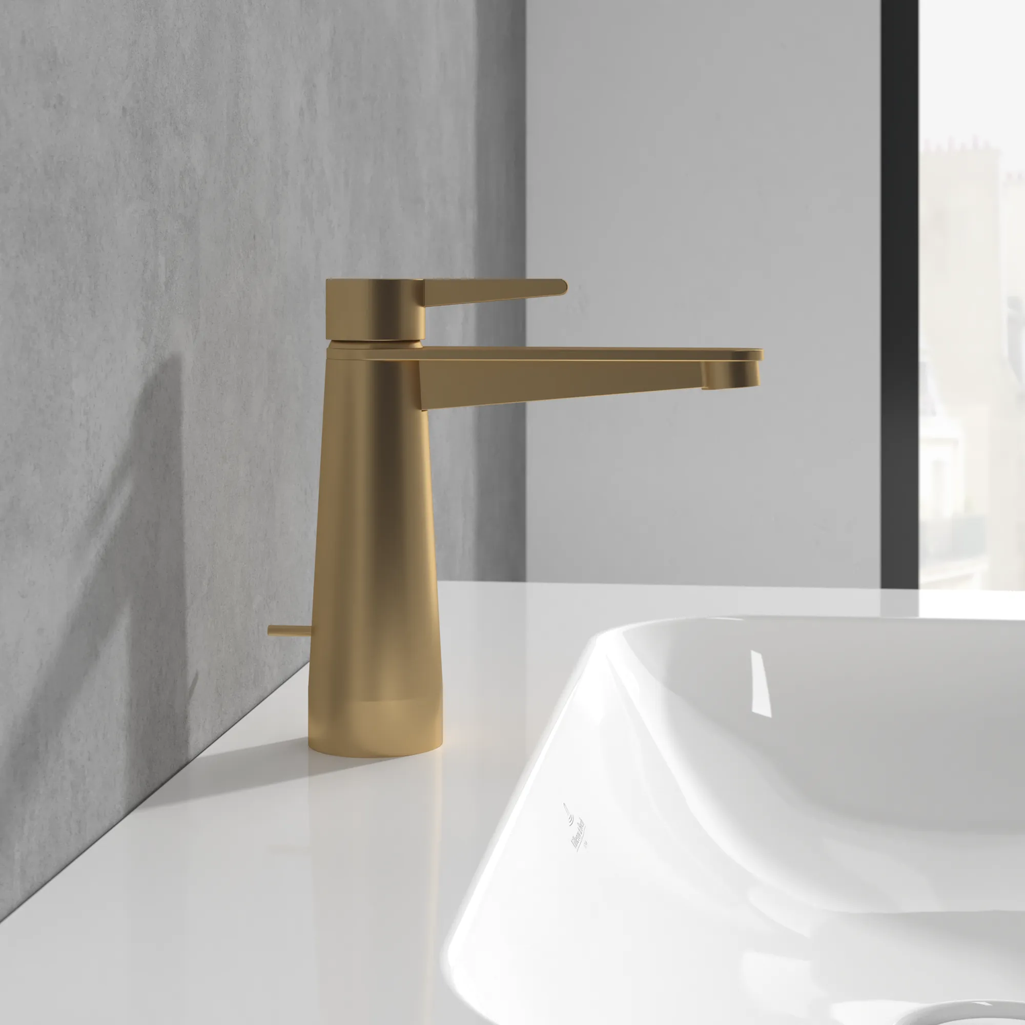 Villeroy & Boch Conum Einhebel-Waschtischarmatur, Brushed Gold, 49x165x169 mm, Keramikkartusche, Laminarstrahl, SmartPressure Villeroy & Boch Conum Einhebel-Waschtischarmatur, Brushed Gold, 49x165x169 mm, Keramikkartusche, Laminarstrahl, SmartPressure