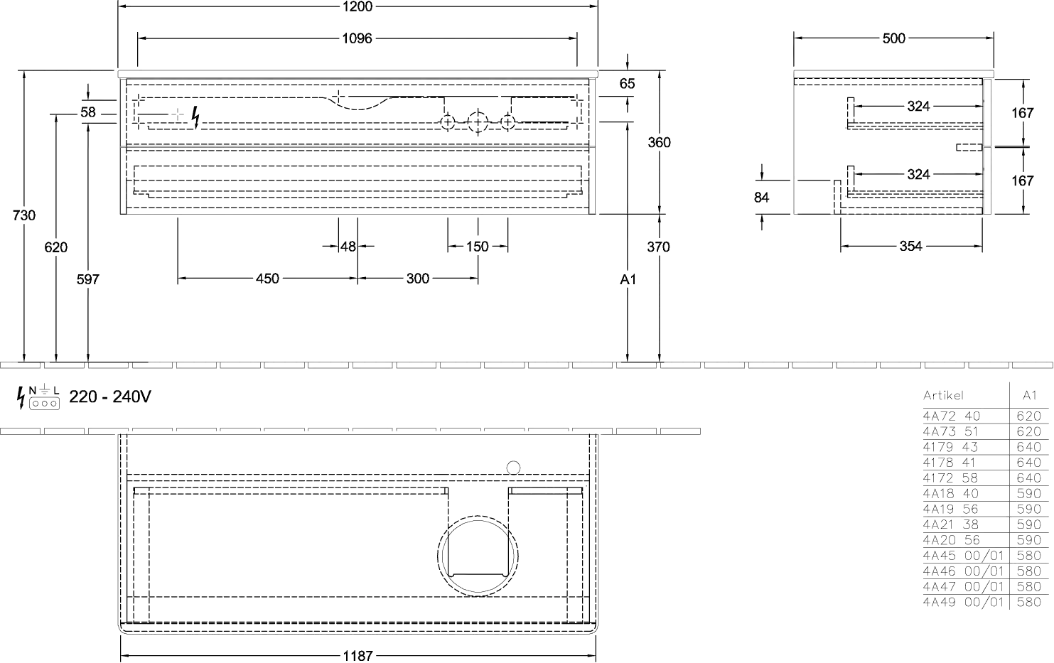 Villeroy & Boch Waschtischunterschrank „Antao“ 1200 × 360 × 500 mm Silk Grey Matt Lacquer, für Becken rechts, ohne Beleuchtung