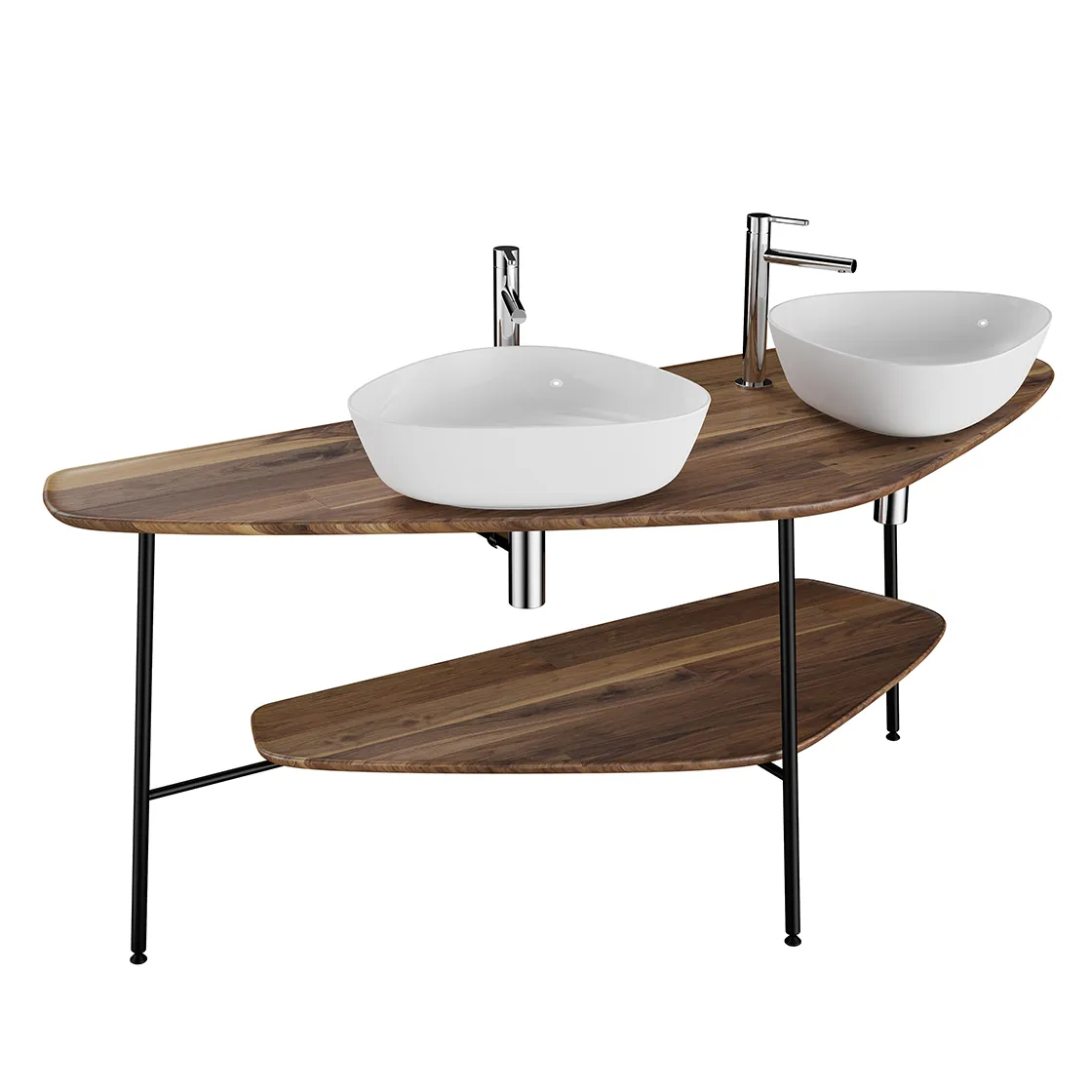 VitrA Plural Badmöbel Konsole 162 cm, Eiche Dunkel Echtholz
