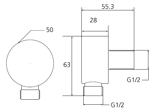 Wandanschlussbogen AqvaDesign - rund - 1/2″AG × 1/2″AG - eigensicher - Vollmetall - chrom