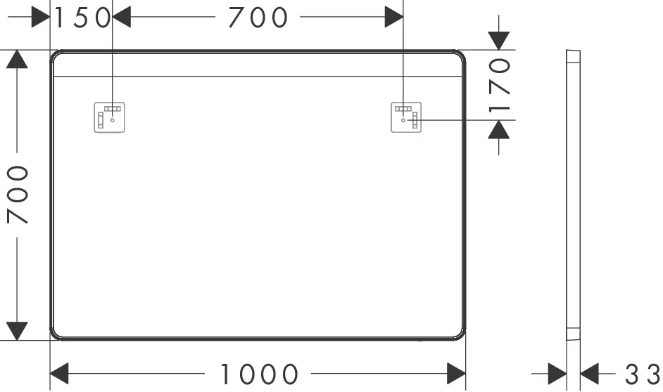 Hansgrohe Xarita Lite Q Spiegel mit horizontaler LED-Beleuchtung, Mattschwarz, Maße: 1000 x 700 x 30 mm Hansgrohe Xarita Lite Q Spiegel mit horizontaler LED-Beleuchtung, Mattschwarz, Maße: 1000 x 700 x 30 mm