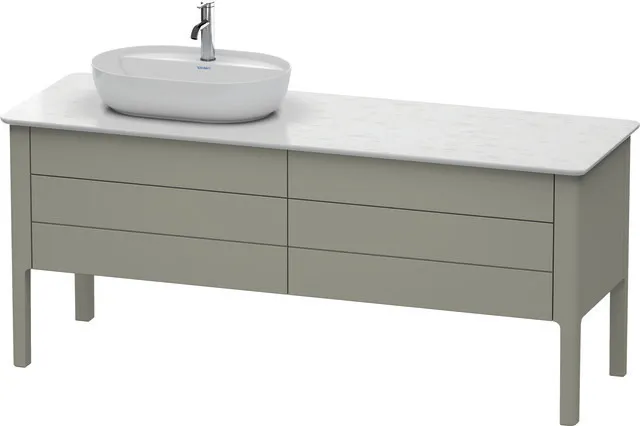 Duravit Waschtischunterschrank bodenstehend „Luv“ 173,3 × 74,3 × 57 cm Becken: links / Front- & Korpusfarbe: Steingrau Seidenmatt / Größe: 173,3 × 57 × 74,3 cm / Schubladen: 4 Duravit Waschtischunterschrank bodenstehend „Luv“ 173,3 × 74,3 × 57 cm Becken: links / Front- & Korpusfarbe: Steingrau Seidenmatt / Größe: 173,3 × 57 × 74,3 cm / Schubladen: 4