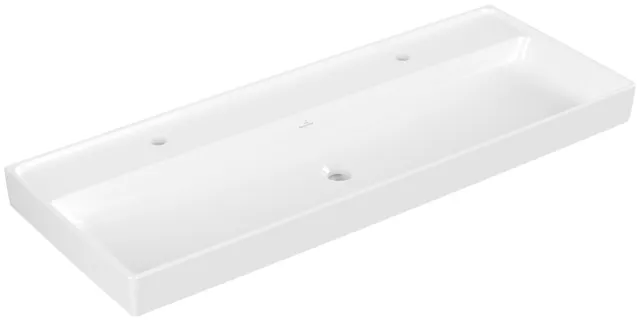 Schrankwaschtisch „Collaro“ ohne Überlauf mit Hahnlochbohrung 120 × 47 cm 120 × 47 cm in Weiß Alpin