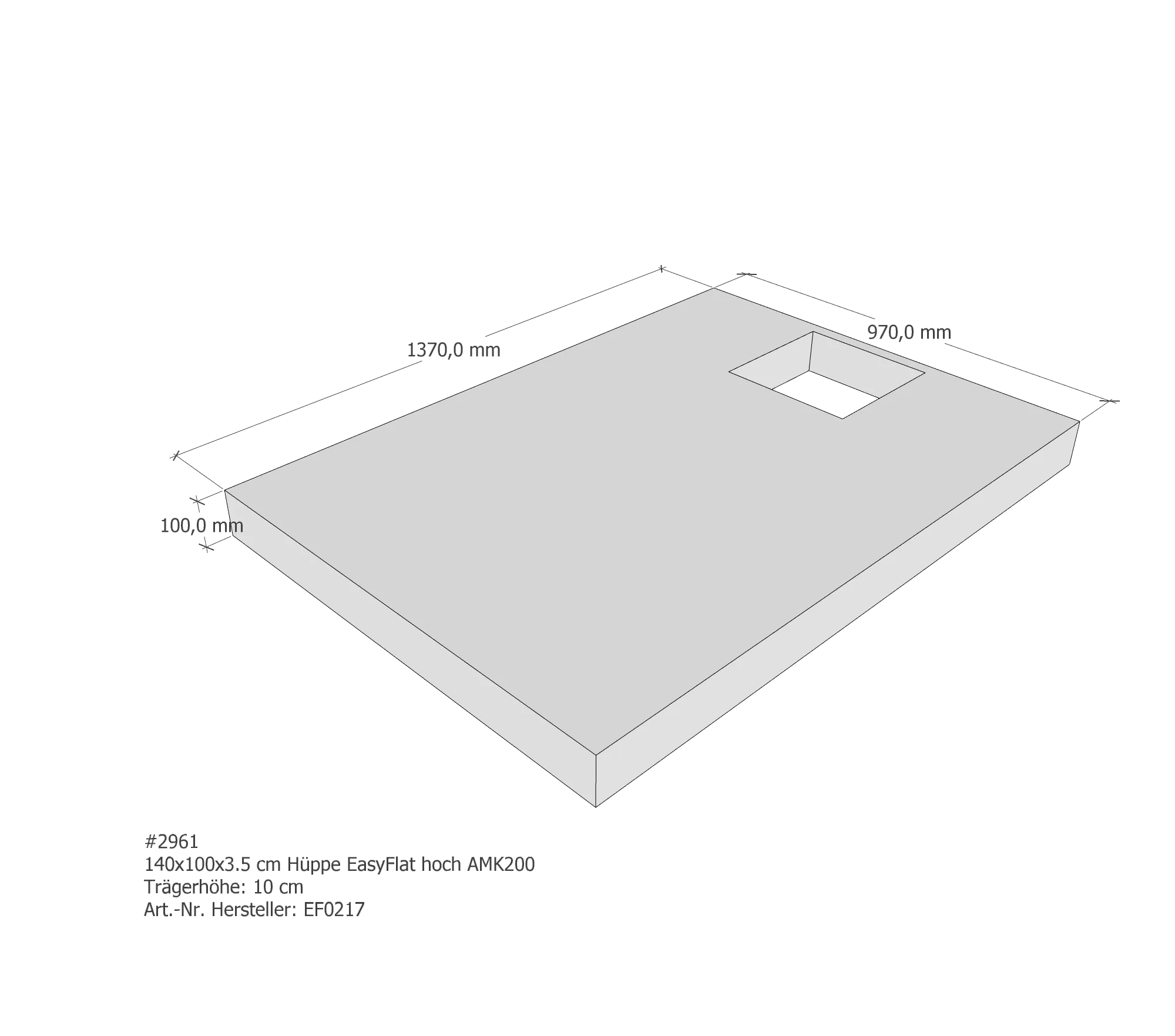 Duschwannenträger passend für Hüppe EasyFlat 140 × 100 × 3,5 cm