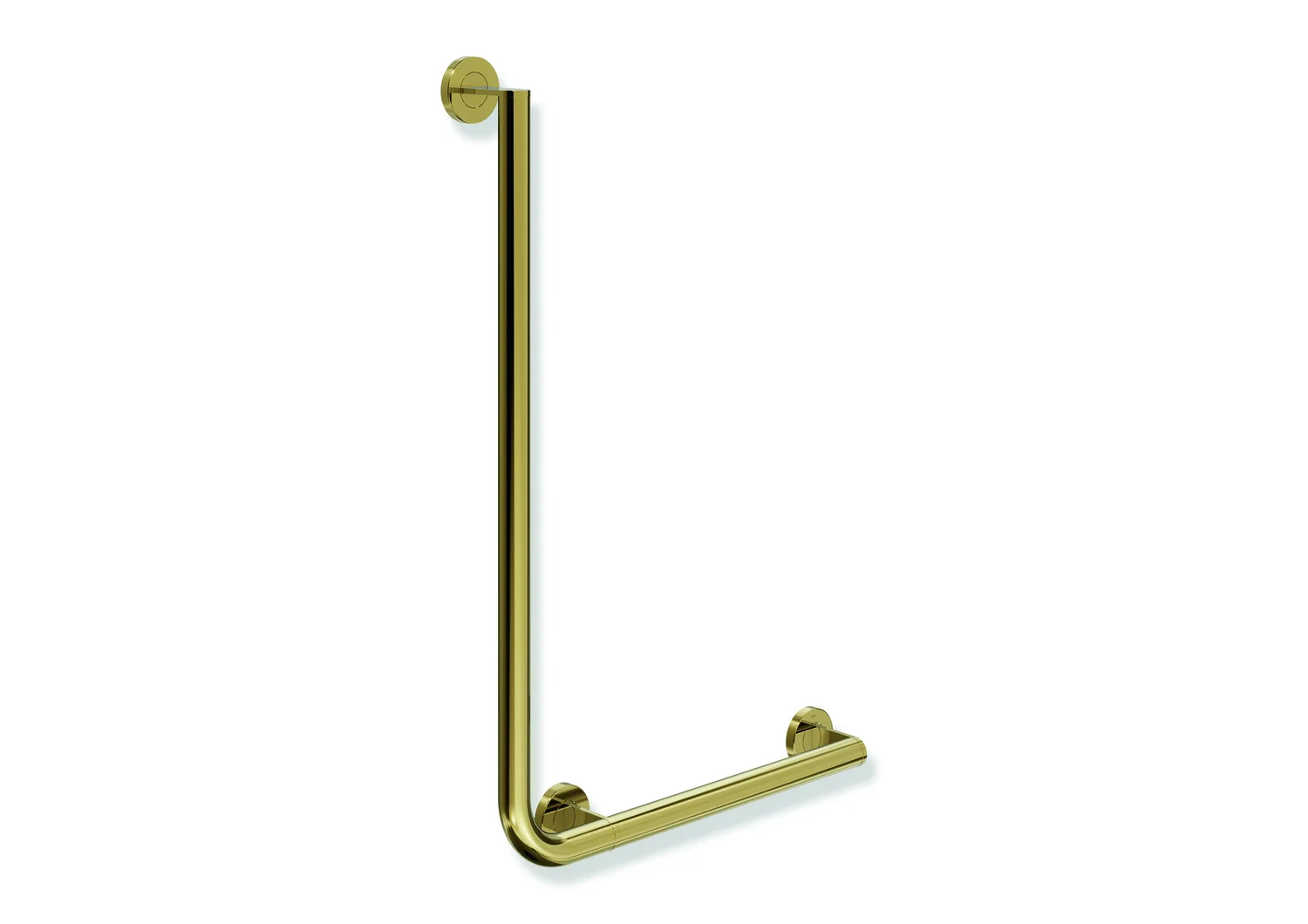 HEWI Winkelgriff System 900, Edelstahl PVD Gold glänzend, waagerecht 500 mm, senkrecht 750 mm, rechts