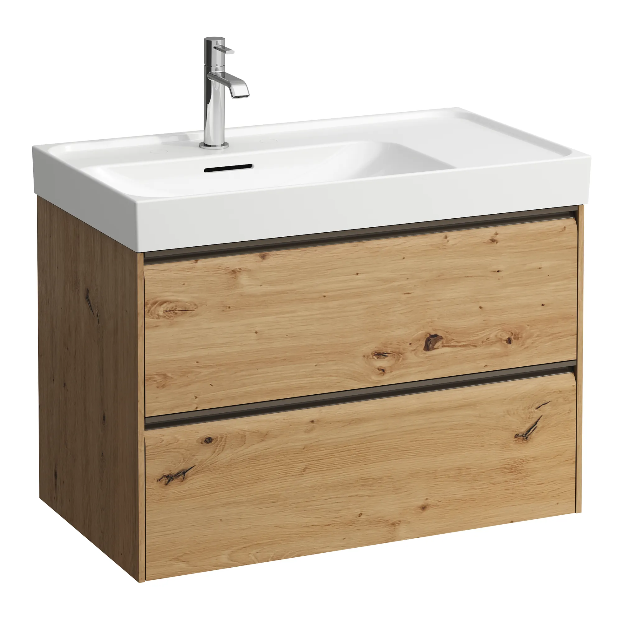 Waschtischunterbau, MEDA, 448x784x515, mit 2 Schubladen, 1 Ordnungssystem, integrierte Griffleiste, Vollauszug und Soft-Close, für Waschtisch MEDA H817116 (80 cm), weiß matt