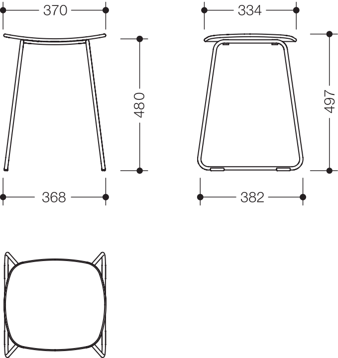 Duschhocker, Gestell verchromt, Sitzfläche aus hochwertigem PIR Kunststoff (Post-Industrial-Recycling), Höhe 497 mm, Breite 370 mm, Sitzhöhe 480 mm, Sitzfläche 370 mm breit, in Farbe JH (Waldgrün)