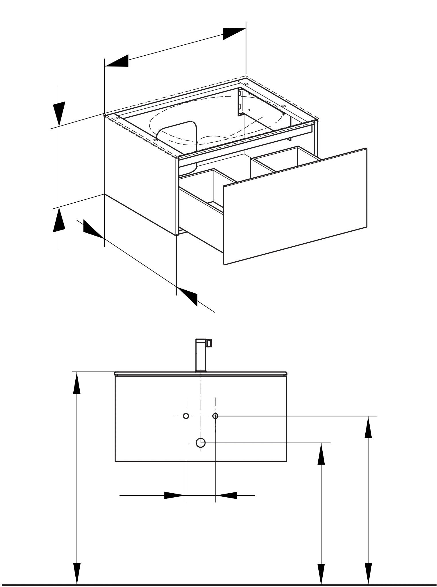 Edition 11 Waschtischunterbau mit Auszug 700 x 350 x 535 mm trüffel/trüffel WUB Edition 11 31241, 1 Auszug, trüffel/trüffel