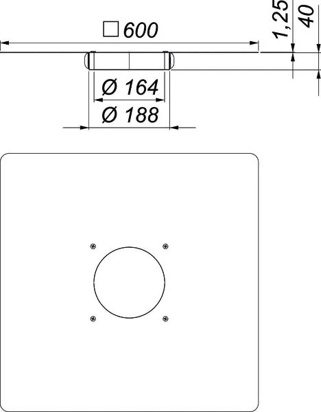 Brandschutzelement 13 Stahltrapez, DN 70/90/100/125, 600 x 600 mm