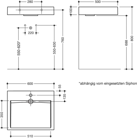 HEWI Waschtisch PG87, alpinweiß, 600x500x100 mm HEWI Waschtisch PG87, alpinweiß, 600x500x100 mm
