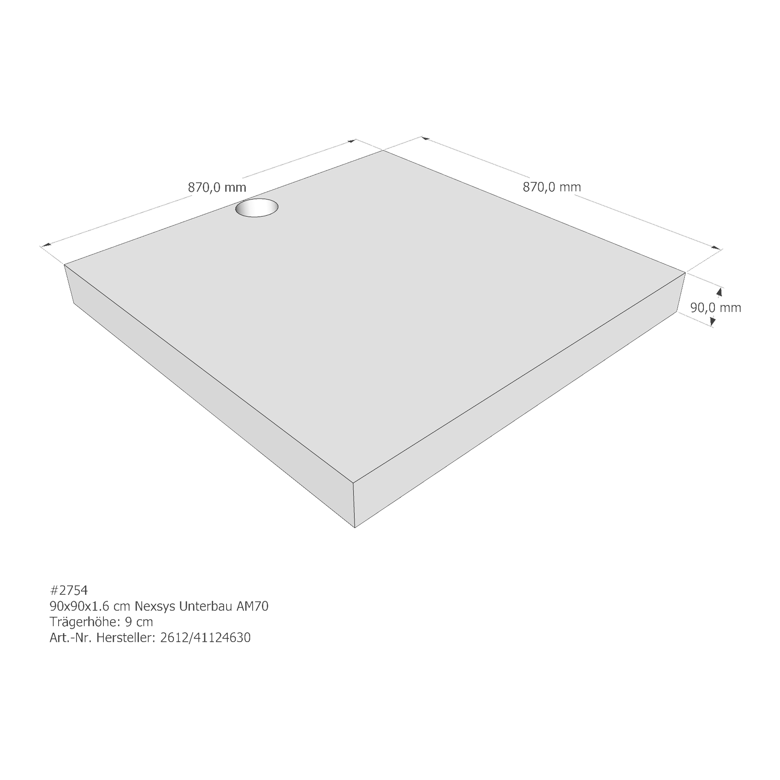 Duschwannenträger für Kaldewei Nexsys Unterbau 90 × 90 × 1,6 cm
