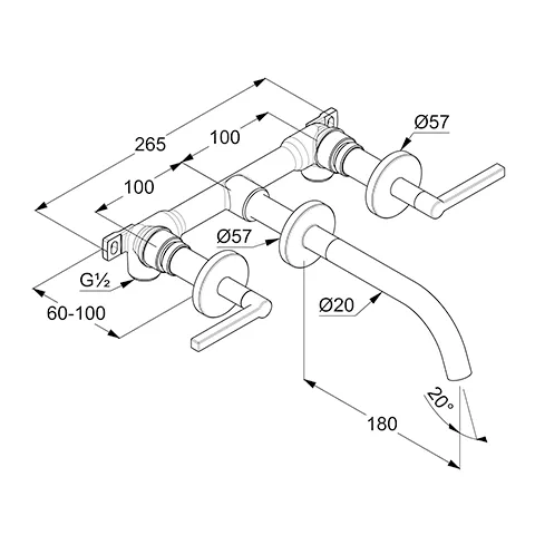 Kludi NOVA FONTE 3-Loch-Waschtisch Armatur chrom