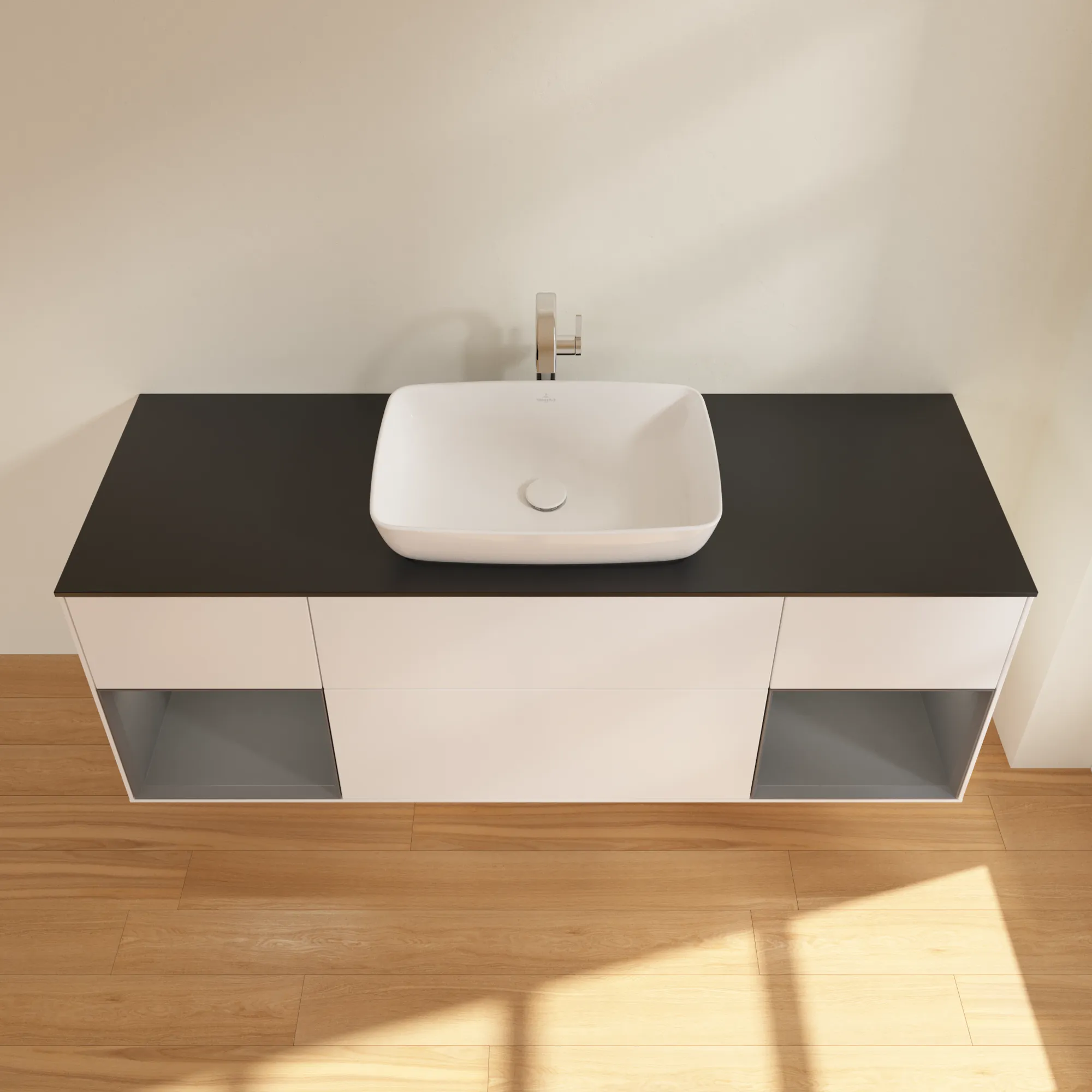 Villeroy & Boch Waschtischunterschrank „Finion“ für Schrankwaschtisch 1600 × 603 × 501 mm White Matt Lacquer, für Becken mittig Villeroy & Boch Waschtischunterschrank „Finion“ für Schrankwaschtisch 1600 × 603 × 501 mm White Matt Lacquer, für Becken mittig