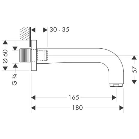 Hansgrohe AXOR Citterio Wanneneinlauf Chrom, Ausladung 165 mm, max. Durchfluss 21 l/min bei 3 bar, Geräteanschluss DN20, Normalstrahl